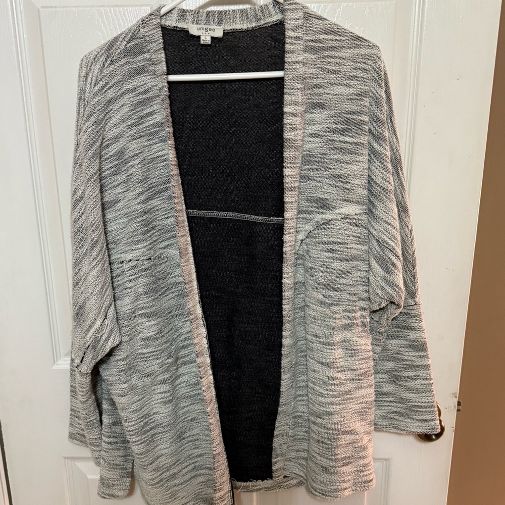 Gray Open-Front Sweater